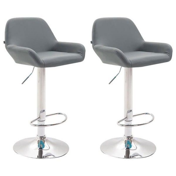 Braga Konstläder Design Barstolar - Höjdjusterbar - Set om 2 - Grå Grå