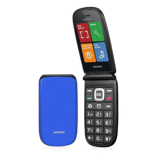 BRONDI Raptor Fliptelefon Dual SIM Blå Display 2.8" Bluetooth