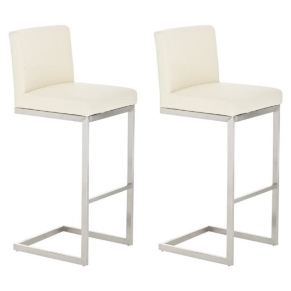 Set med 2 barstolar - CLP - Paros - Imiterat läder - Modern design - Beige Grädde
