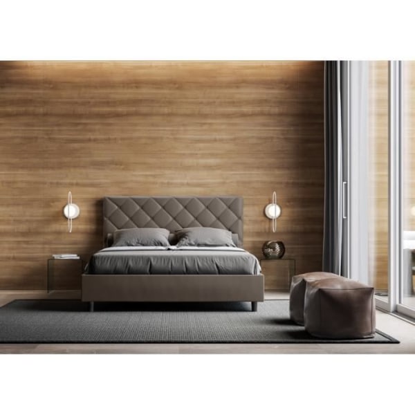 Priya dubbelsäng 160x200 med cappuccino boxspring - Brun - Made in Italy