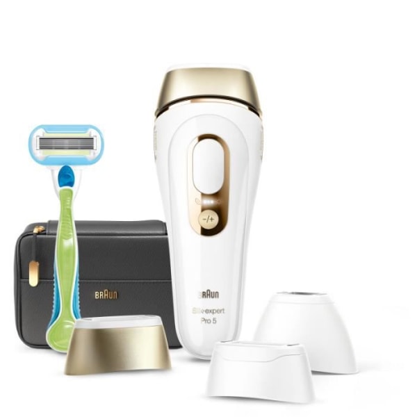 Braun Silk·expert Pro 5 - IPL för kvinnor - Home Pulsed Light Epilator - Vit/Guld