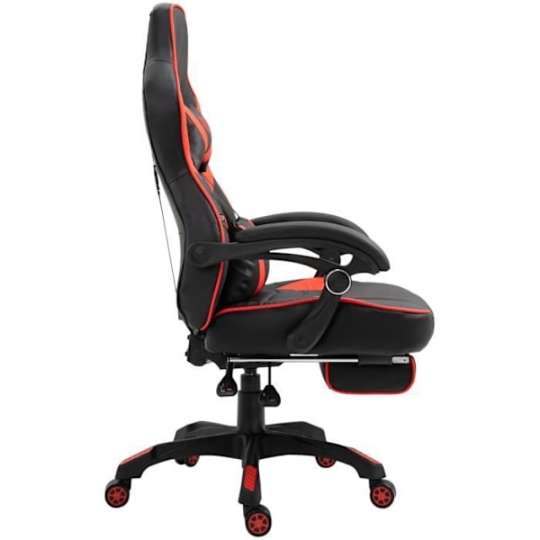 Tilos Gaming - Kontorsstol i konstläder med teleskopiskt fotstöd, Svart - Röd Svart röd