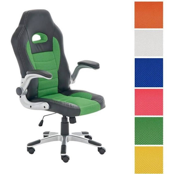 John Gaming Kontorsstol i konstläder Höjdjusterbara justerbara armstöd - CLP - Svart / Grön Svart/grön