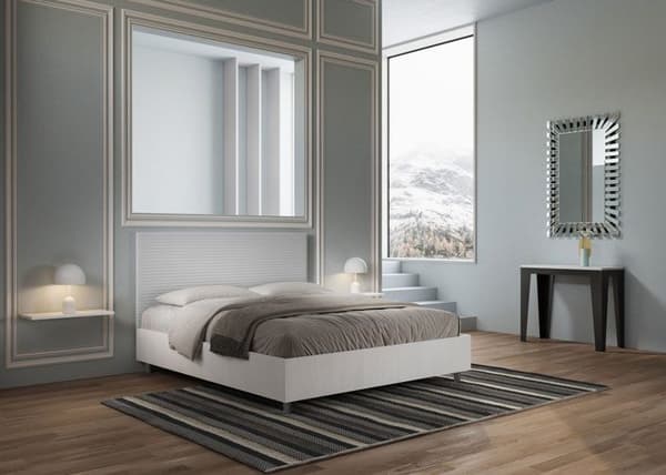 Ljust säng - Ityhome - Nivå - 160x190 cm - Vit konstläder - Modern design Vit