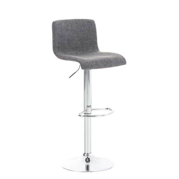 -CLP-Lot 2 barstolar Hover tyg höjdjusterbar Metallfot förkromad-Array ljusgrått