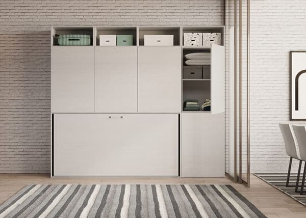 Fällbar sängskåp - Kando - Horisontell - 1 sängplats - Vit Ask - Dagens design Vit Ask