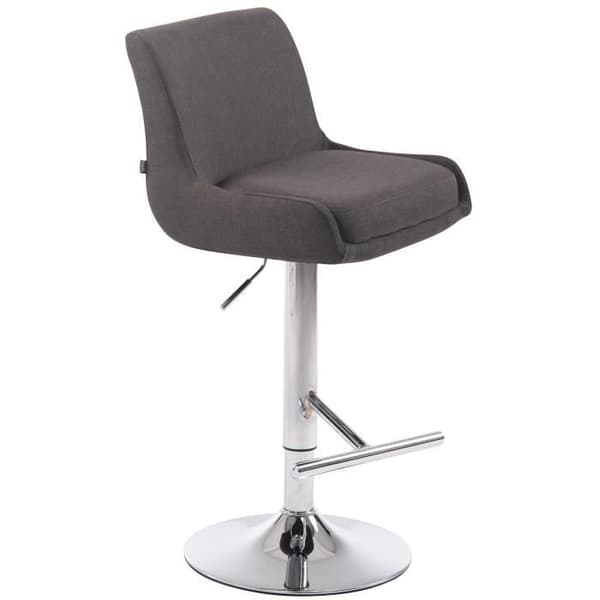 Barstol - MOULINS - Mörkgrå - Höjdjusterbar - Tyg - Modern design Mörkgrå