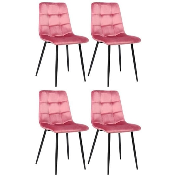 Matsalsstolar Tilde - CLP - Set om 4 - Rosa - Sammet - Svart metall Rosa