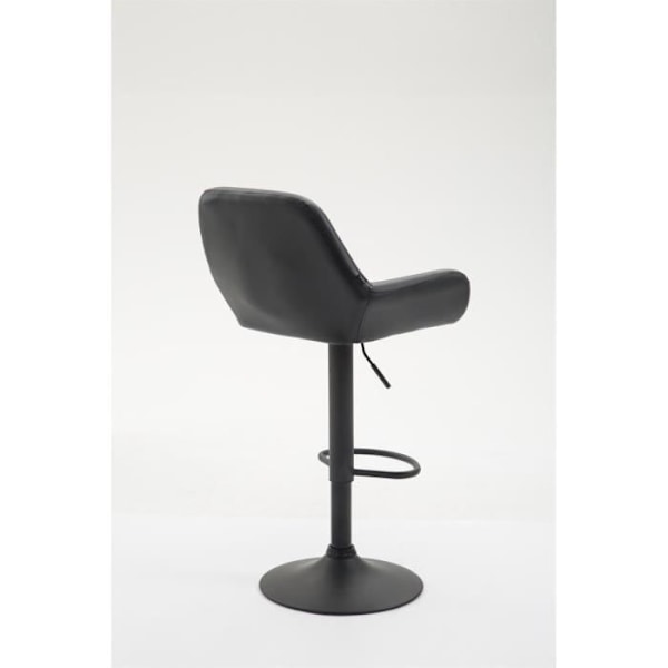 Barstol - MAGNIEU - Svart syntetiskt läder - Justerbar i höjdled - Med armstöd - Chic elegans Svart