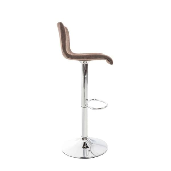 -CLP-Lot 2 barstolar Hover tyg höjdjusterbar Metallfot förkromad-Array kastanj