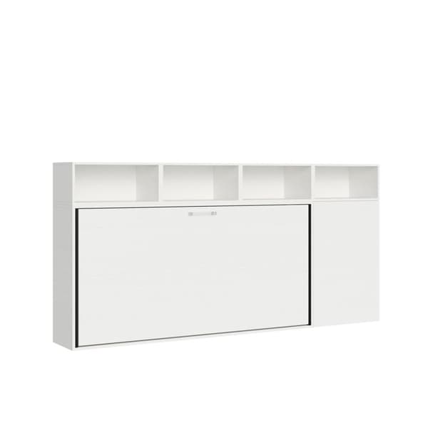 Utfällbar horisontell säng - Kando - 1 plats - Vit ask - Modern design - Säkerhetsmekanism Vit Ask