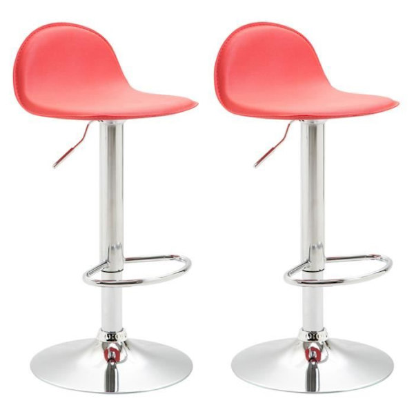 Set med 2 CONFRANCON V2 röda barstolar i konstläder - Justerbar i höjdled - Modern stil - Design Röd