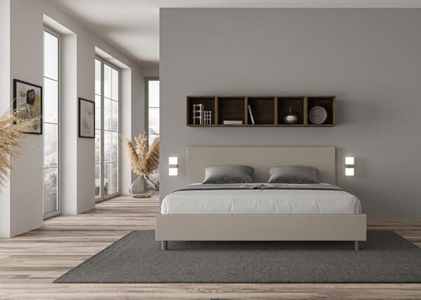 King size säng - Ityhome - Adele - Simil läder taupe - 200x210 cm - Sängbotten ingår mol