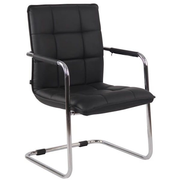 Gandia Cantilever Chair - CLP - Imiterat läder - Svart - Chrome Base - Med armstöd Svart