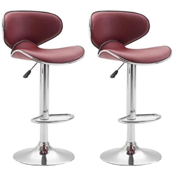 Set med 2 st Las Vegas V2 barstolar i konstläder, Bordeaux-Chrome Bordeaux