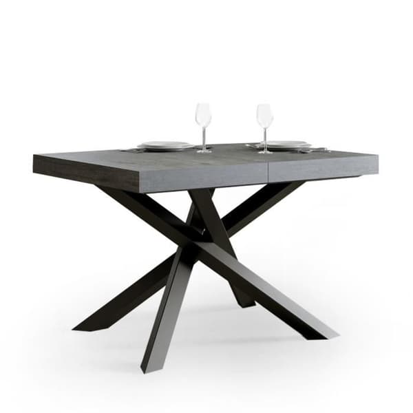 Grått utdragbart matbord - Volantis Betong - 90x130-234cm