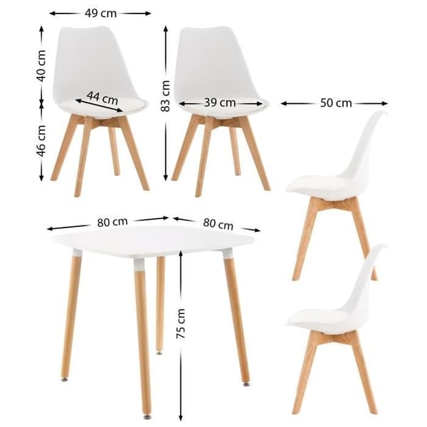 -CLP-Matgrupp Liborg med 1 Bord och 4 Stolar-Array Vit