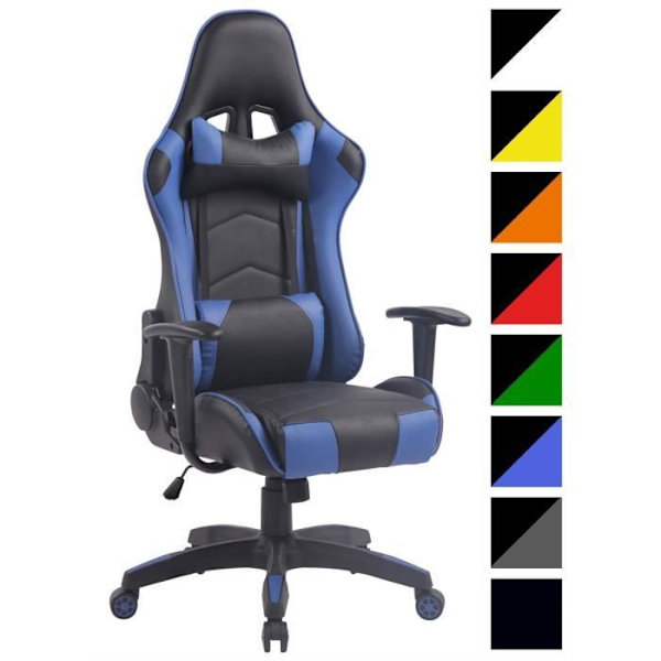 CLP Kontorsstol Racing Gamer Miracle V2 konstläder - ergonomisk kontorsstol höjdjusterbar och vridbar svart-blå