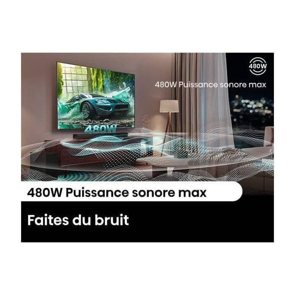 Ljudstång - HISENSE - Trådlös baslåda - Bluetooth - 3.1 CH - Max 480 W Svart