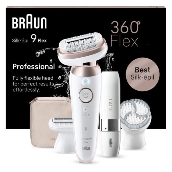 Braun Silk-épil 9 Flex Epilator - Med rakkniv för kvinnor, trimmerkam, exfolierande borste och miniansiktshyvel - Bl