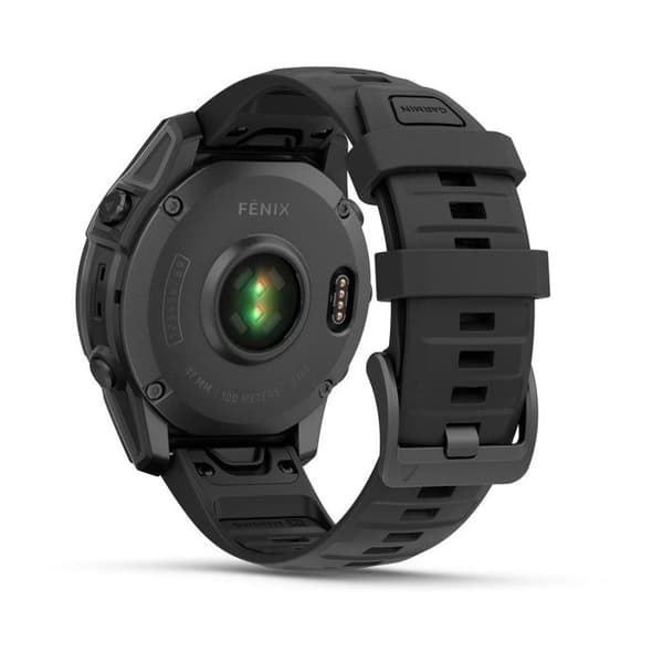 Klocka - GARMIN - Fenix E AMOLED - 47 mm - Grå stål - Svart silikonarmband Stålgrå