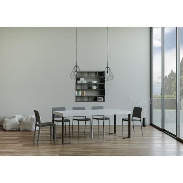 Väggkonsol Utsträckbar 90x40/196 cm Tecno Small Premium Vit Ask ram Antracit Vit