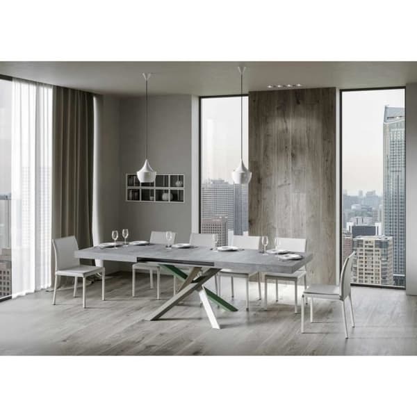 Utdragbart bord - Volantis - 90x140/244 cm - Cement - Vit - Barn Cement