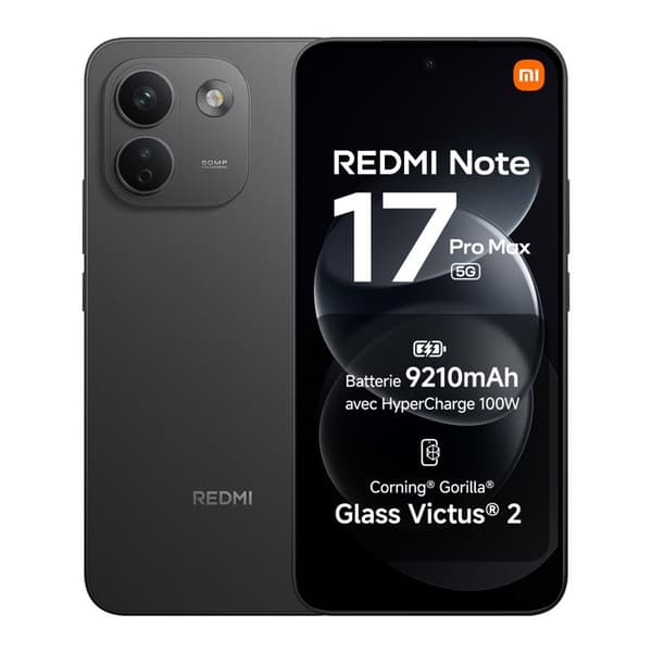 REDMI Note 17 Pro Max 5G - Smartphone - 8+256 Go - Batteri 9210 mAh - Svart Svart