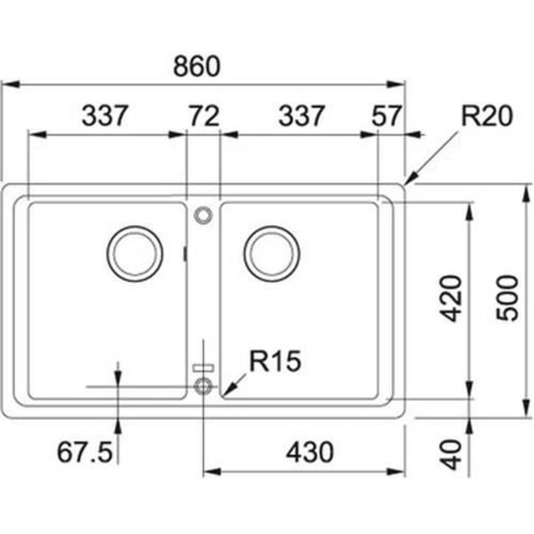 Franke Boston BFG 620, Havre, 337 x 420 mm, 20 cm, 337 x 420 mm, 20 cm, 860 mm