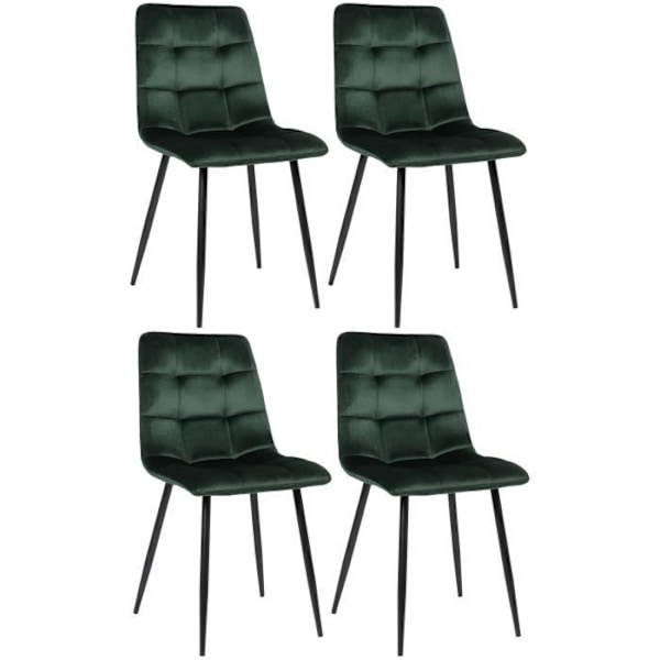 Set med 4 matstolar - CLP - Tilde - Grön - Sammet - Bekväm och designad Grön