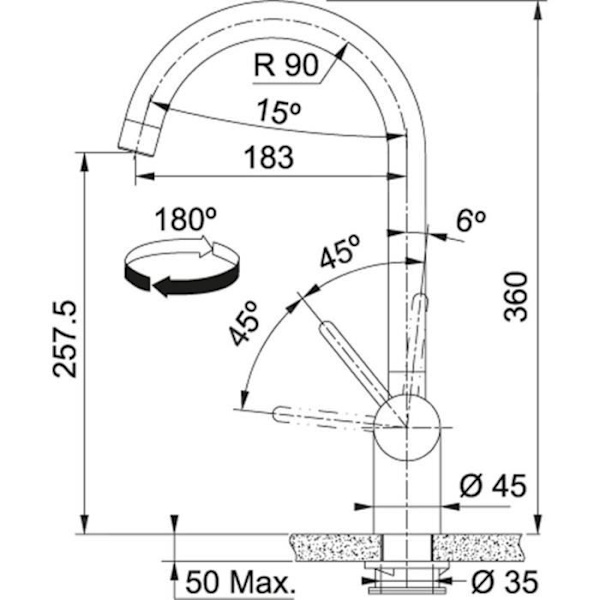 FRANKE LEDA NEO - HANDKRAN FC 0046, ROSTFRITT STÅL 115.0590.046
