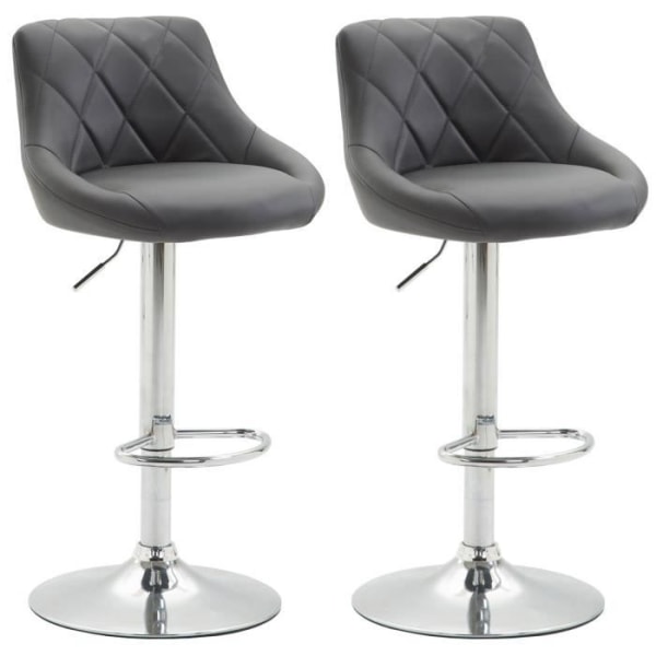 Set med 2 Lazio barstolar i konstläder - Grå - CLP - Modern - Design - Justerbar i höjdled Grå