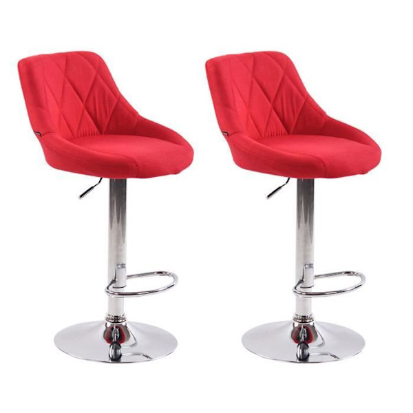 Barstol - NEYRON - Röd - Höjdjusterbar - 2-pack - Modern design Röd