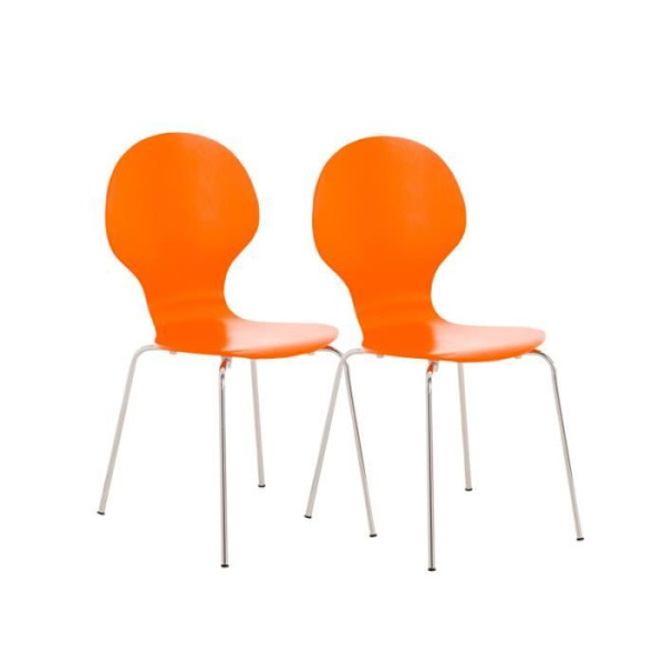 CLP Set med 2 robusta DIEGO stapelbara stolar, med träsits, ergonomiskt utformad sits, lätt underhåll, 10 färger tillgängliga... Orange