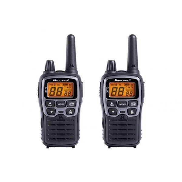 Midland XT70 bärbar radio - PMR/LPD - 446 MHz, 433 MHz - 93 kanaler (paket med 2)