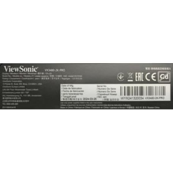 Ultra-brett 34'' - VIEWSONIC - VX3480-2K-PRO - WQHD 3440x1440 - 1ms - 75Hz - HDMI/DP