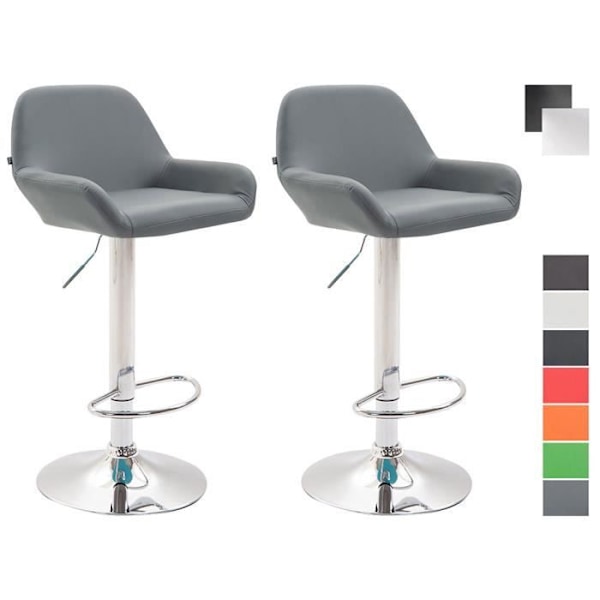 Braga Konstläder Design Barstolar - Höjdjusterbar - Set om 2 - Grå Grå