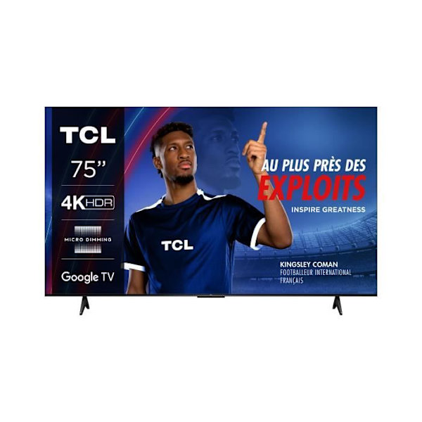 TCL 75-tums 4K UHD-tv, svart färg, 2 års garanti.