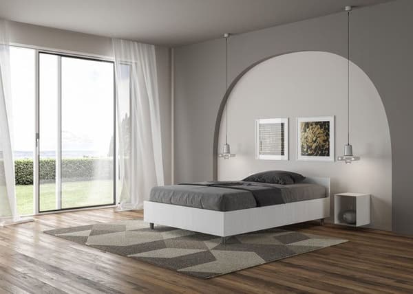 Säng 1,5 plats - ITYHOME - Nuamo - 120x190 cm - Vit ask - Minimalistisk vit aska