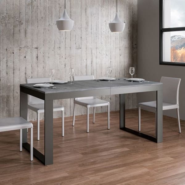 Uttökningsbart bord - ITAMOBY - Tecno Evolution - 160→264 cm - 12 platser - Antracitram Betonggrå