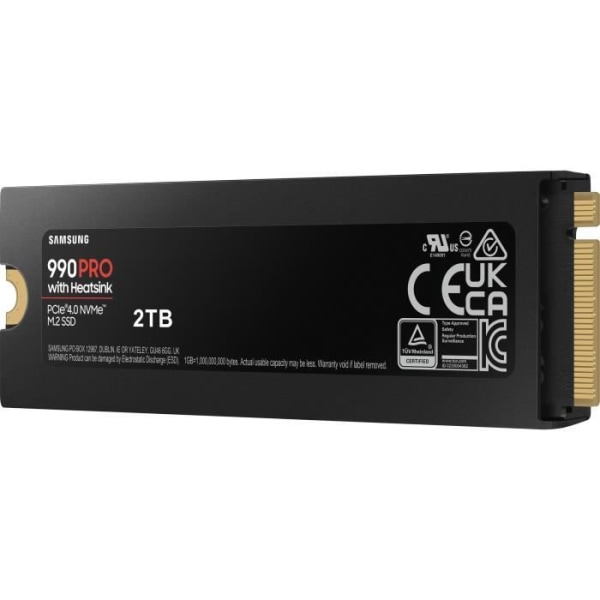 SAMSUNG - 990 PRO - Intern SSD - 2 TB - Med kylfläns - PCIe 4.0 - NVMe 2.0 - M2 - PS5-kompatibel (MZ-V9P2T0GW)
