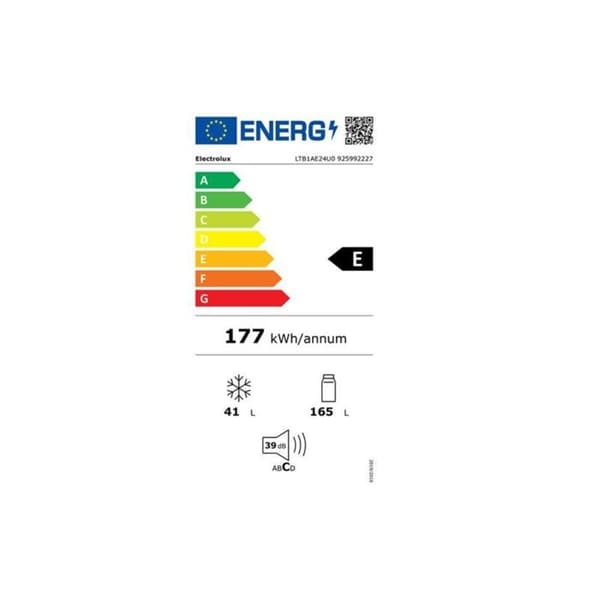 ELECTROLUX LTB1AE24U0 2-dörrars kylskåp - Grå - Ventilerad kyla - 206 L