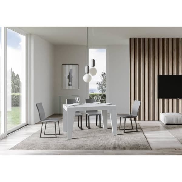 Uttökningsbart bord - Naxy - 90x140/244 cm - Vit Ask Vit