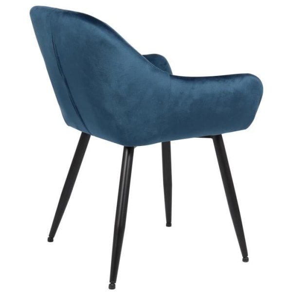 Emia Velvet Matstol med Black Metal Base, Blue-Velvet Blå sammet