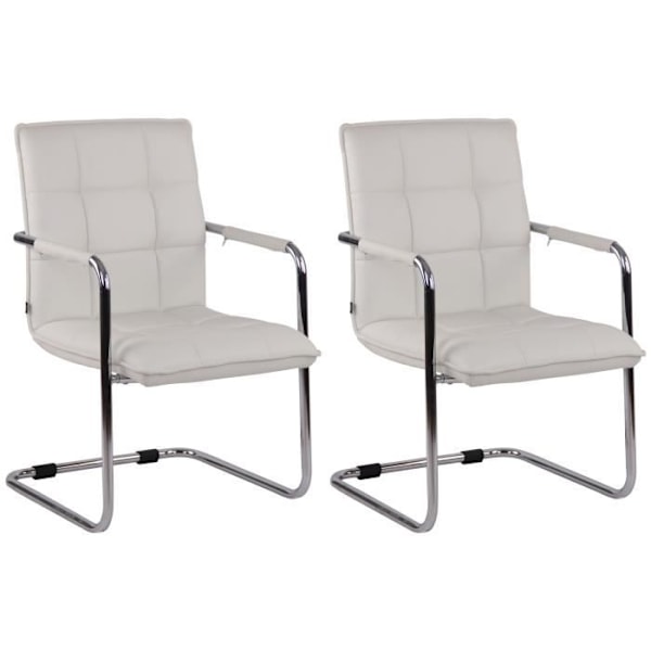 Cantilever-stolar Gandia - CLP - Set om 2 - Vit konstläder - Kromade metallben Vit