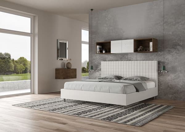 Lit - Ityhome - Sunny - 180x190 cm - Vit konstläder - Vadderad huvudgavel Vit