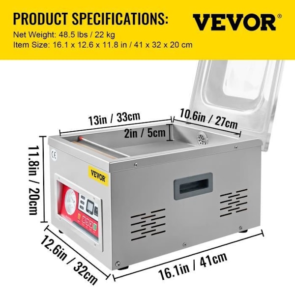 Professionell Vacuum Sealer - VEVOR Digital Vacuum Machine Vacuum Sealer Packaging 6,5 cbm-h