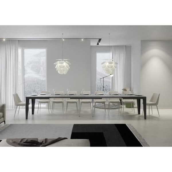 Extensible bord - Flame - Evolution - 90x120 cm - 10 platser - Grå cement - Ramen antracit cement