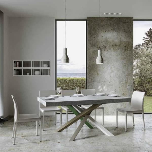 Utdragbart bord - Volantis - 90x180 Långt - Överstomme i cement - Vit cement