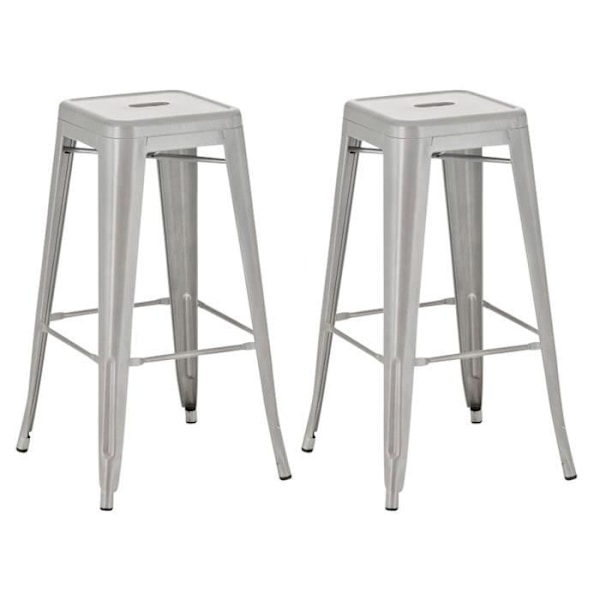 Set med 2 barstolar - CLP - Joshua - Metall - Tyg - Silver Pengar